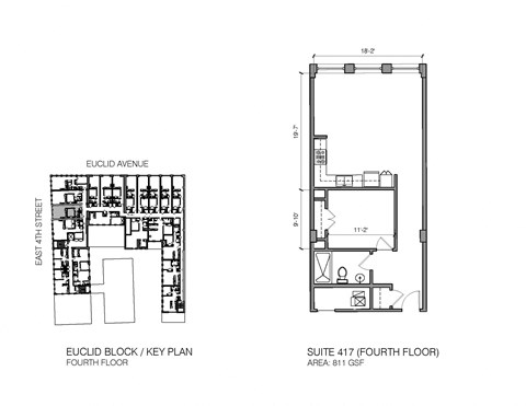 Floor plan for 1 bed, 1 bath, 778 sqft